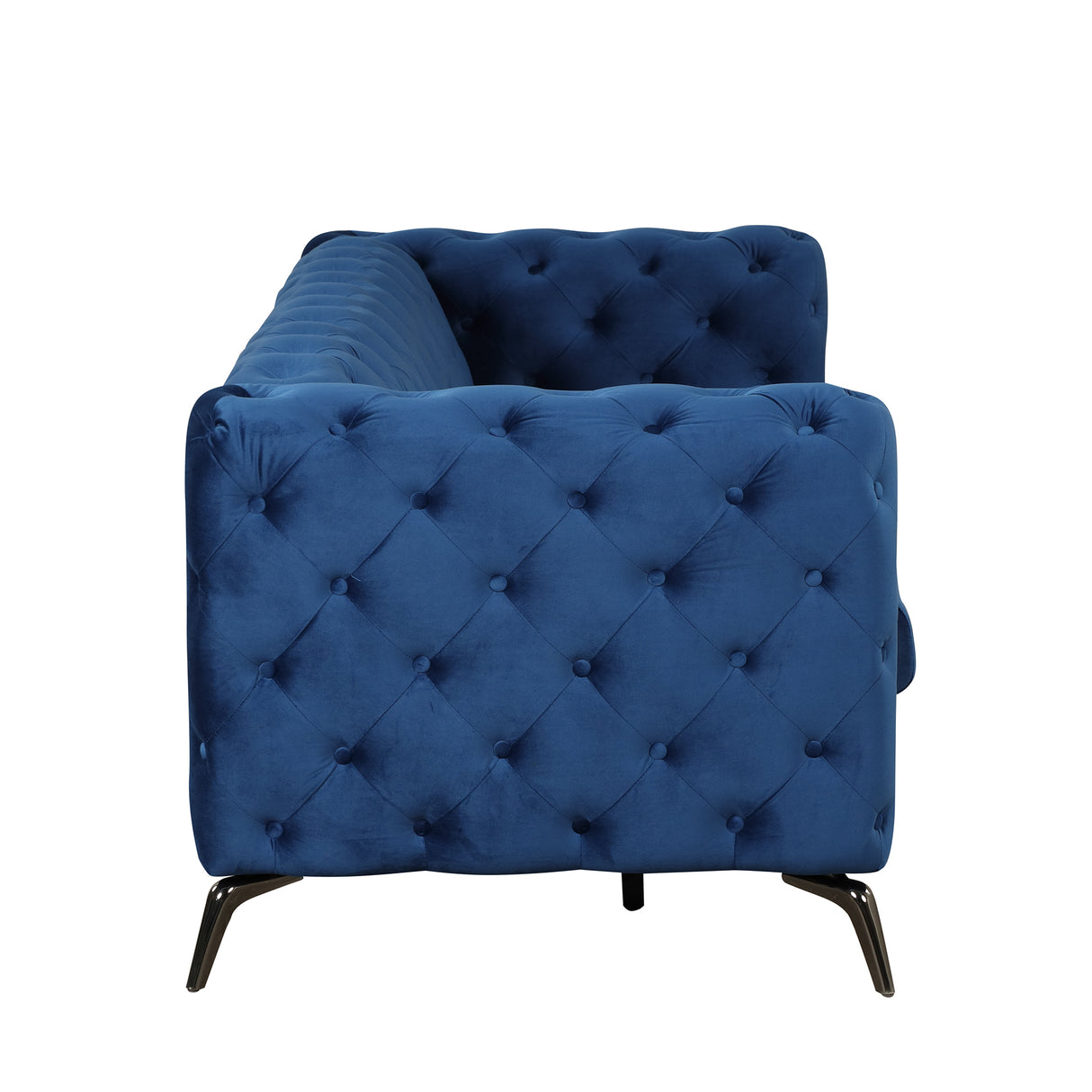 85.5" Velvet Upholstered Sofa with Sturdy Metal Legs, Blue