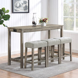 Bar Table Set with Power Outlet and 4 Stools - Grayge