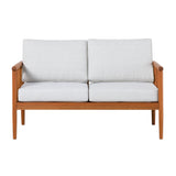 Contemporary Cushioned Eucalyptus Wood Patio Loveseat - Brown