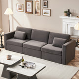 Velvet Modular Sofa with Pillows - Dark Gray