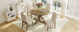 Dining Set with Extendable Table and 4 Upholstered Chairs - Natural Wood Wash