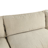 128" Chenille Cloud Sofa with Ottoman, Charging Ports and Three Back Pillows, Beige