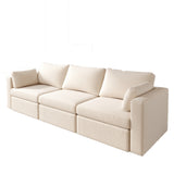 Linen L-Shapel Sofa with Pillows - Off White