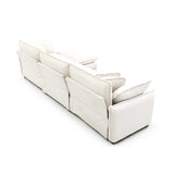 Mid-Century Modern Sofa with 4 Throw Pillows and Accent Chair, Beige Corduroy Fabric