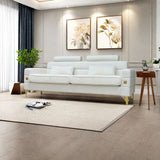 Elegant Sofa With Faux Wool With Adjustable Headrests With Gold Legs - White