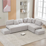 L-Shaped Sofa Sectional Sofa Couch With 2 Stools And 2 Lumbar Pillows For Living Room