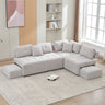 L-Shaped Sofa Sectional Sofa Couch With 2 Stools And 2 Lumbar Pillows For Living Room