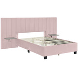 Full Size Upholstered Platform Bed with Tall Headboard, Pink