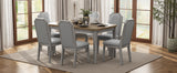 TREXM 7-Piece Farmhouse Dining Set With 6 high-back Chairs (Brown+Gray)