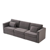 Velvet Modular Sofa with Pillows - Dark Gray