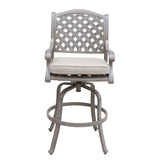 Cast Aluminum Bar Stool With Cushion (Set of 2) - Gray