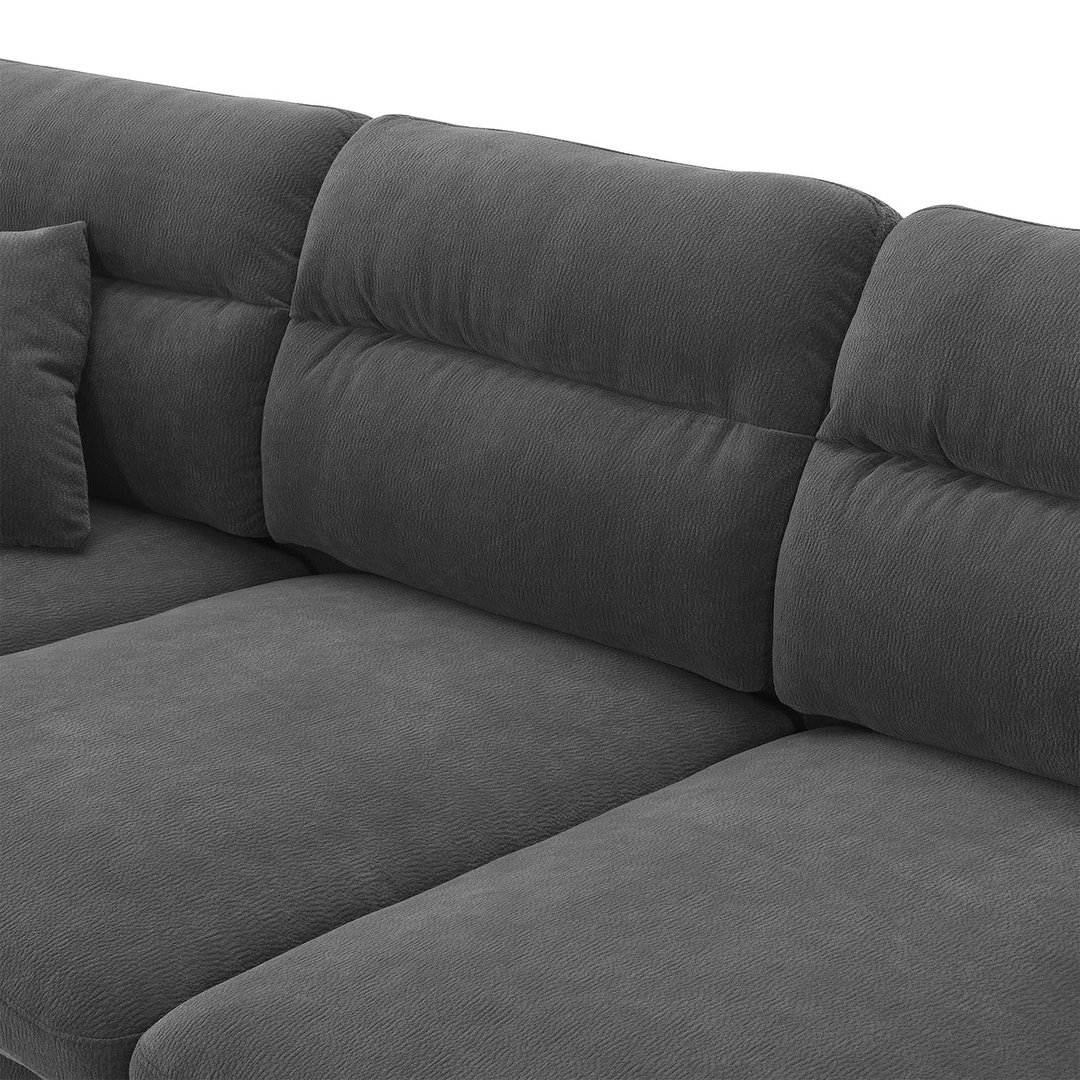 Modern  Sectional Sofa with Pillows and Ottoman - Gray