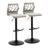 Folia - Contemporary Adjustable Barstool With Swivel With Rounded T Footrest (Set of 2)