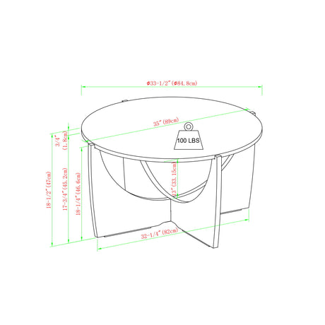 Contemporary Open Arch Base Round Coffee Table - Cerused Ash