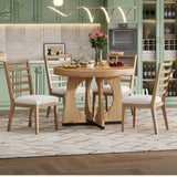 TREXM 5-Piece Dining Set With Table, 16-inch Leaf and 4 Upholstered Chairs (Natural)