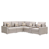 Nolan - Fabric 6 Piece Sectional Sofa With Pillows And Interchangeable Legs