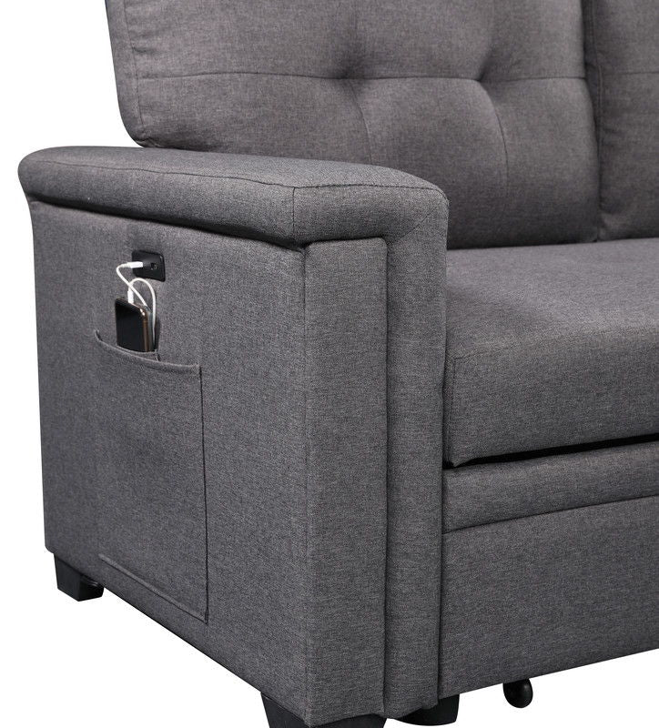 Ashlyn - Reversible Sleeper Sectional Sofa With Storage Chaise, USB Charging Ports And Pocket