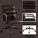 Harith - Antique Top Grain Leather Office Chair - Slate