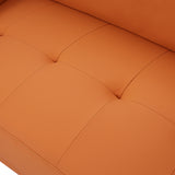 107" Contemporary Sofa with a Round Storage Ottoman and Three Removable Pillows - Orange