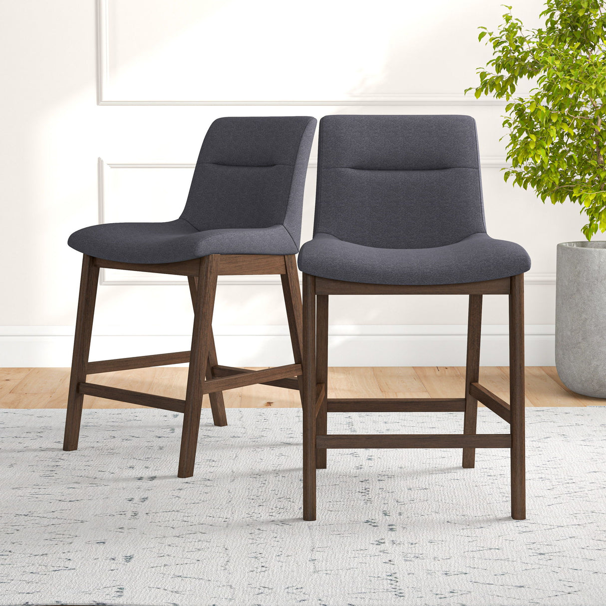 Jayden - Mid-Century Modern Upholstered Stool (Set of 2) - Gray