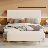 2 Piece Bedroom Sets Upholstered Bed Frame, Modern Corduroy Storage Ottoman