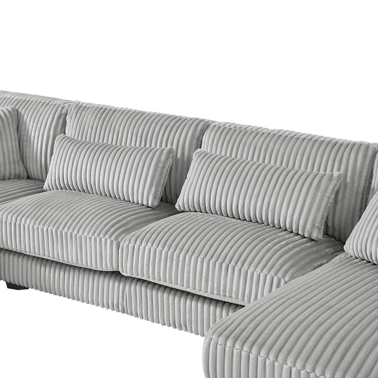 129" Oversized U-shaped Sofa Sectional in Soft Corduroy with a Chaise Lounge , Grey