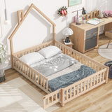 House-Shaped Headboard Floor Bed With Fence