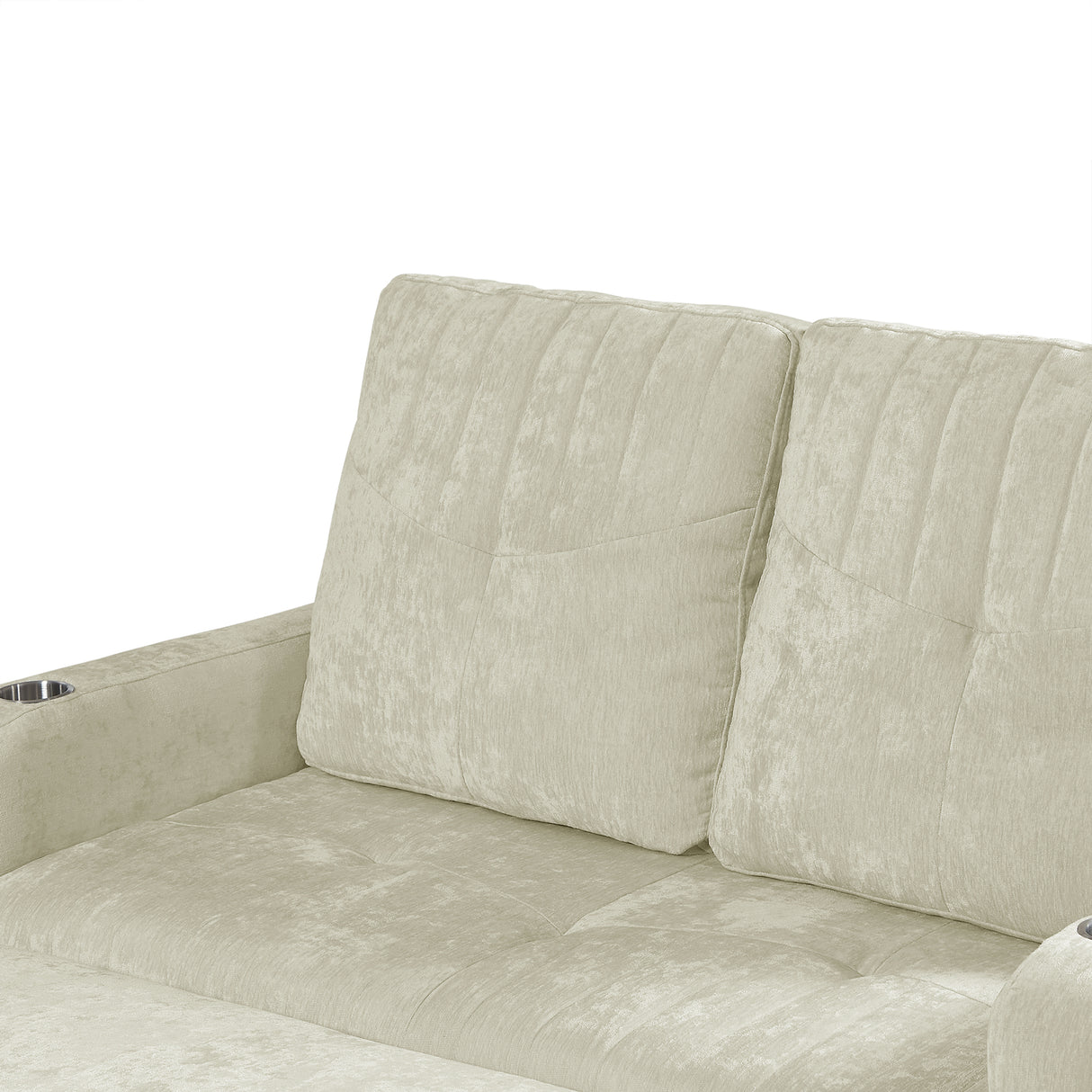 53.9" Modern Sleeper Loveseat with Adjustable Backrest, Two Cup Holders, Phone Holder, Three Charging Ports and Side Storage Pocket , Beige