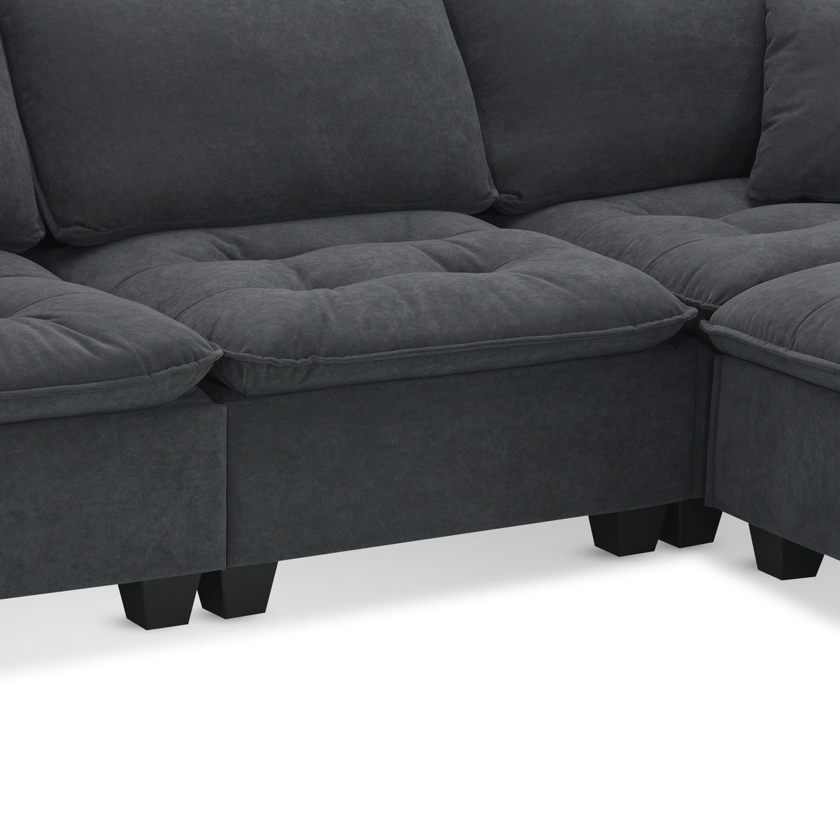 Modern Sectional Sofa with Pillow sand Ottoman - Dark Gray