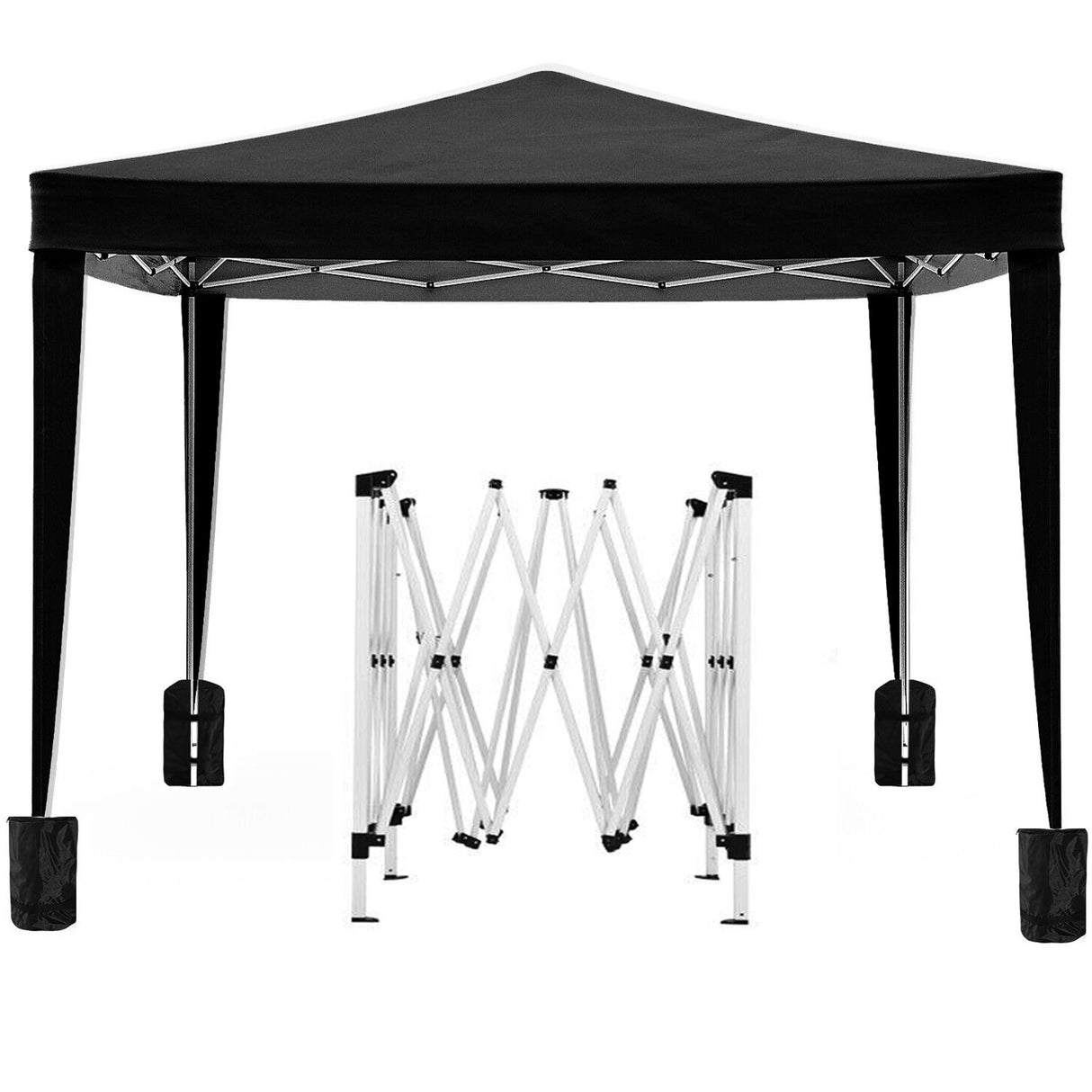 10'X10' Folding Canopy With 4 Removable Sidewalls Outdoor Event Shelter UPF 50+ Gazebo Portable Tents For Parties Beach Camping Wedding Ez Pop Up Canopy 4 Pieces Weight Bag + Carry Bag