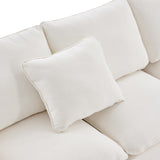 Modern Chenille  Modular Sofa with 2 Pillows - White