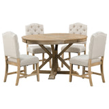 Dining Set with Extendable Table and 4 Upholstered Chairs - Natural Wood Wash