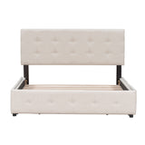 Upholstered Platform Bed With Classic Headboard And 4 Drawers, No Box Spring Needed