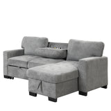 Sleeper Sofa Chaise with Storage  and USB Charger - Gray