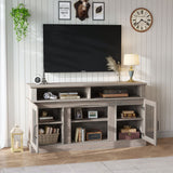 58.27" TV Stand With Storage Cabinet And Shelves - Gray