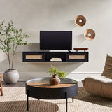 Modern Rattan Door Floating TV Stand For TVs Up To 65"