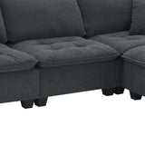 Modern Sectional Sofa with Pillow sand Ottoman - Dark Gray