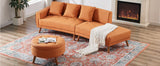 107" Contemporary Sofa with a Round Storage Ottoman and Three Removable Pillows - Orange