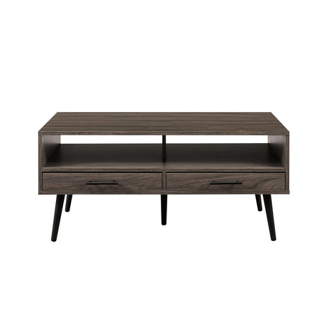 Contemporary 2 Drawer Low Coffee Table - Slate Gray