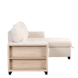 Sleeper Sofa Chaise with Storage  and USB Charger - Beige