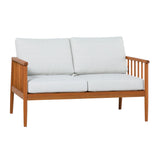 Contemporary Cushioned Eucalyptus Wood Patio Loveseat - Brown