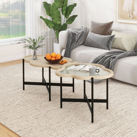 Cloud Coffee Table (Set of 2) - Natural Wood