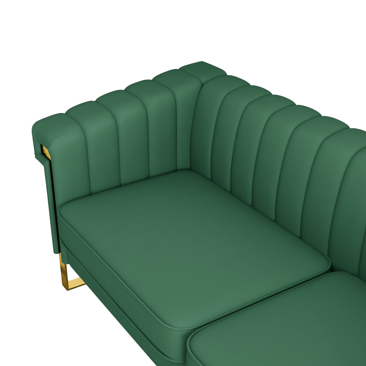 Modern PU Leather Sofa with Gold Accents - Green