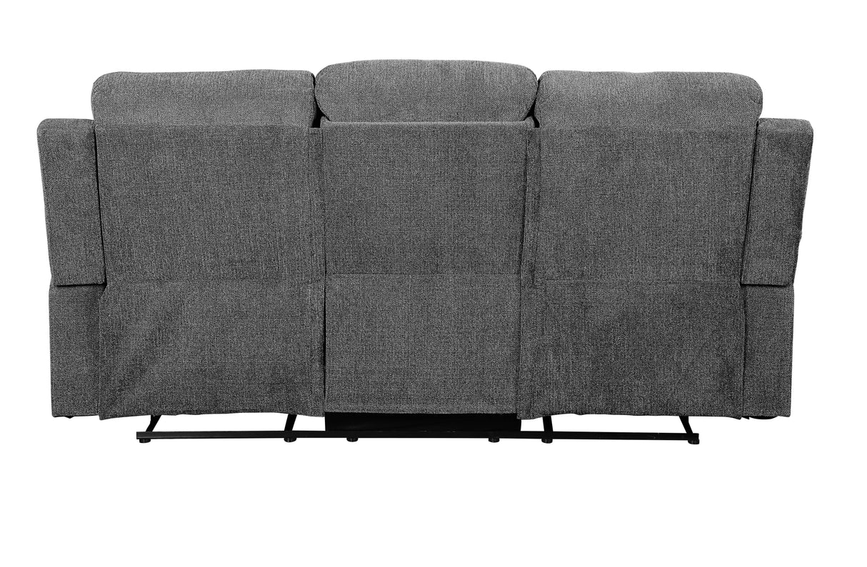 Kalen - Chenille Sofa With Drop Down Table - Gray