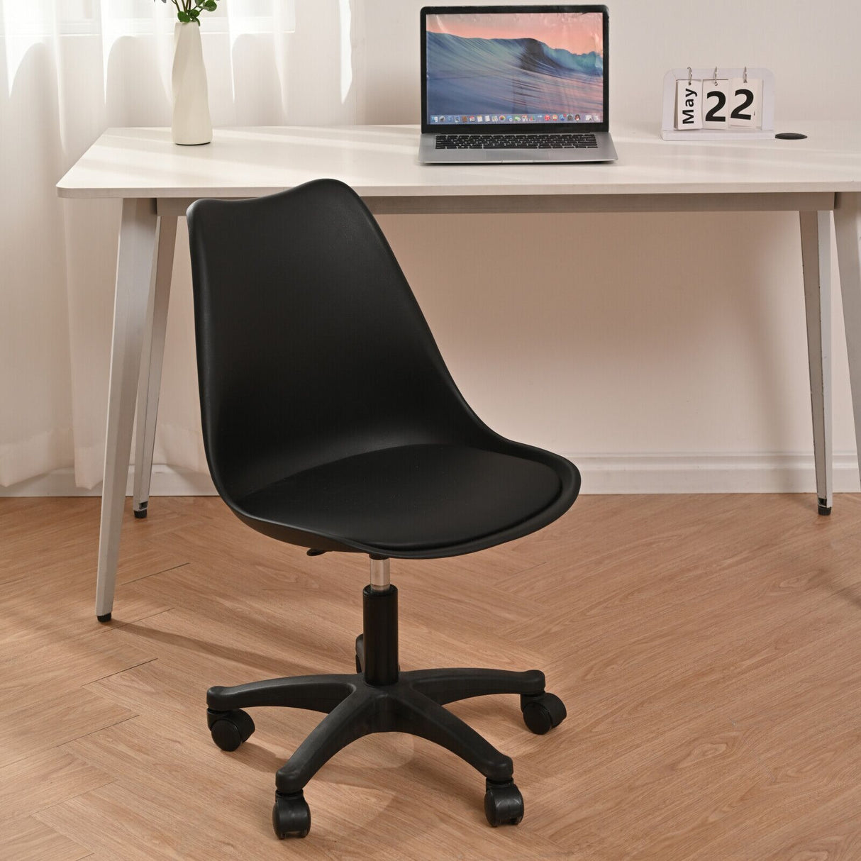 Swivel Adjustable Height Office Chair - Black