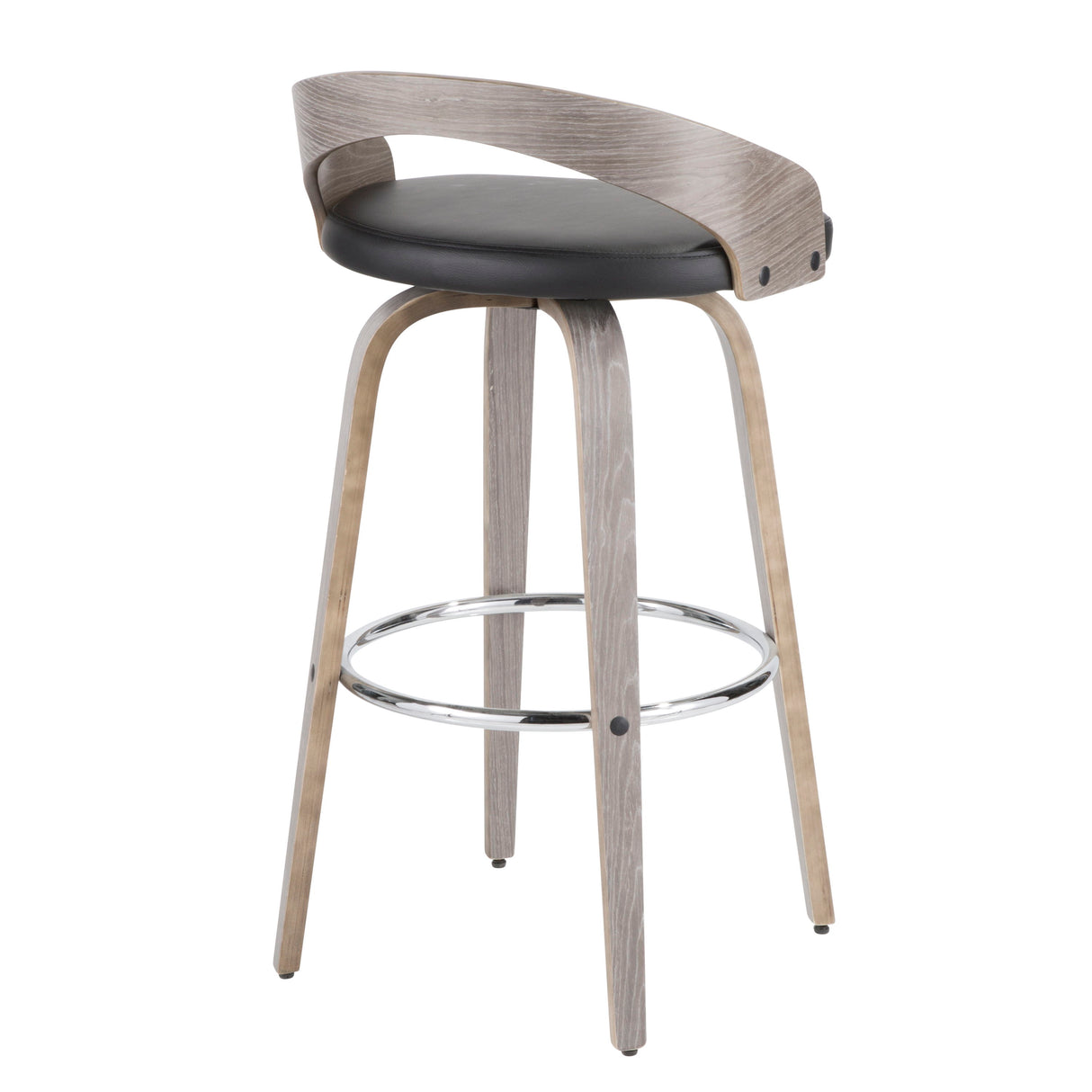 Grotto - Contemporary Fixed Height Barstool With Swivel With Round Footrest (Set of 2)