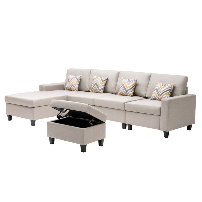 Nolan - Fabric 5 Piece Sectional Sofa With Interchangeable Legs