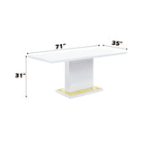 Gaines - High Gloss Dining Table With Pedestal Base - White