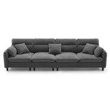 Modern  Sectional Sofa with Pillows and Ottoman - Gray