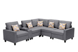 Nolan - Fabric 6 Piece Sectional Sofa With Pillows And Interchangeable Legs